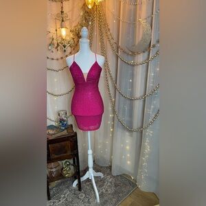 Windsor Pink Sequin Spaghetti Strap Mini Dress